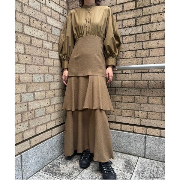 ワンピース SHIRT DOCKING TIERED DRESS