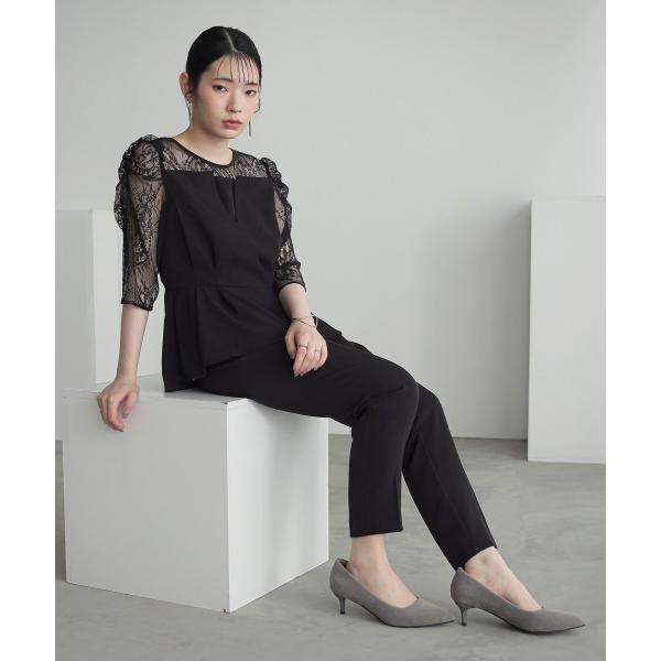 パンツドレス ペプラムレースデザインブラウス＋テーパードパンツセットアップドレス「Callarus」