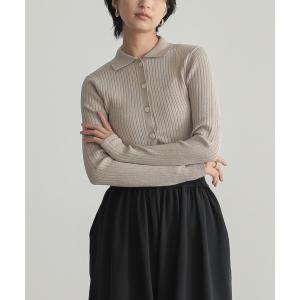 カーディガン 「新色追加」ラメニット衿付きカーディガン「サスティナブル」 レディース