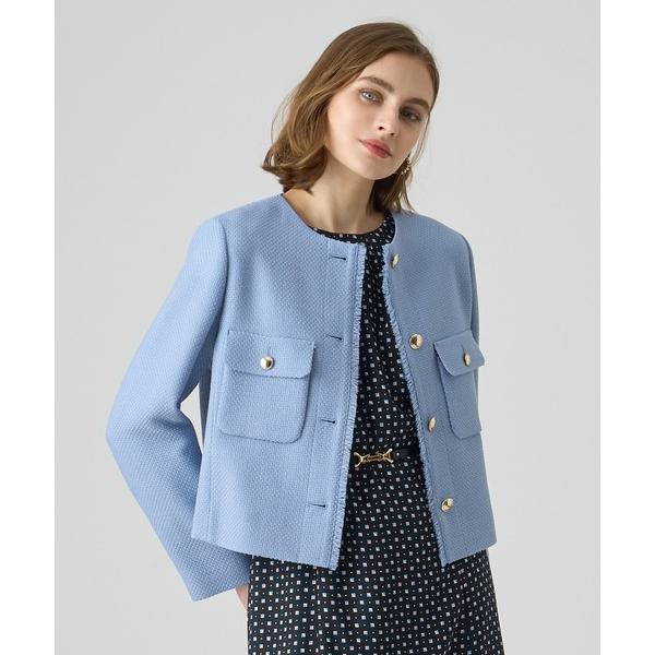 ジャケット ノーカラージャケット 「セットアップ対応商品」ウールプリペラノーカラー ジャケット レデ...