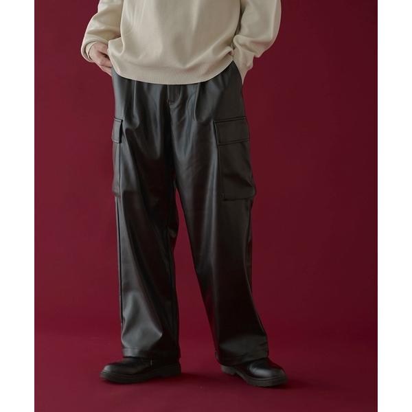 ワイドパンツ スラックス LUCY/エコレザーカーゴスラックス メンズ レディース