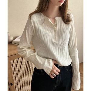 tシャツ ヘンリーネックリブロンT レディースの商品画像