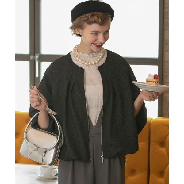 ジャケット ノーカラージャケット 「BONLECILL noir」膨れジャガードバルーンショートブル...