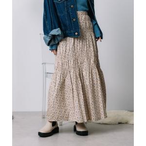 スカート 花柄 シャーリングギャザースカートの商品画像