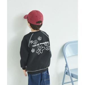 トレーナー 裏起毛 配色ステッチ プリント トレ...の商品画像