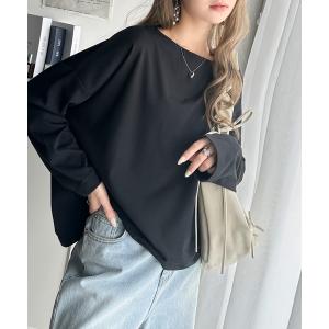 tシャツ 女性らしさ漂う、大人シンプル。シルケット風ボートネックロンTee レディース