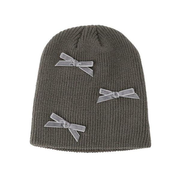 ニット帽 ニットキャップ ベロアリボンニット帽 レディース