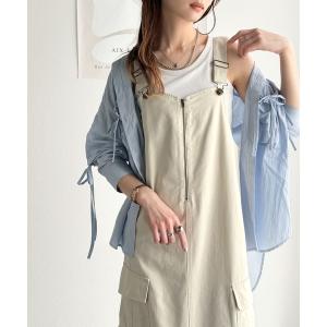 ジャンパースカート 大人が着るカジュアル新定番！綿100％配色ステッチロング丈ジャンパースカート