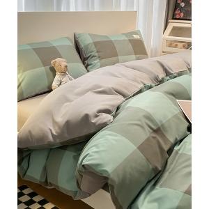 IYAN ベッド 寝具 「3点セット」ストライプ柄布団カバー/シーツ