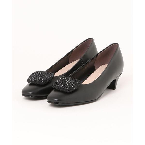 パンプス スクエアトゥモチーフパンプス