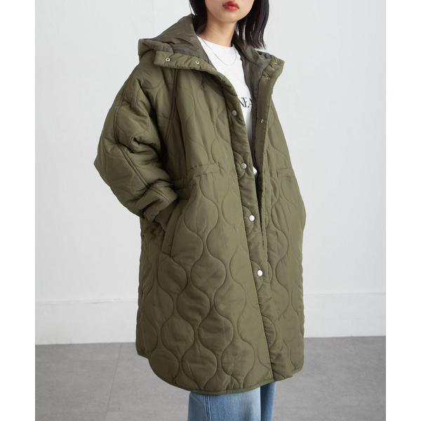 ダウンコート ダウンジャケット キルトフード付き中綿ダウンコート レディース