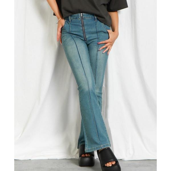 ジーンズ デニム デニムパンツ 「前ZIP×センターシーム」レディース ストレッチ デニムパンツ フ...