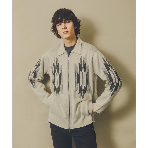 カーディガン 「チマヨ柄」ジップ ブルゾン メンズ