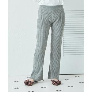 パンツ 「リンクコーデ」「ママサイズ」リブ編み ニット フレア パンツ レディース