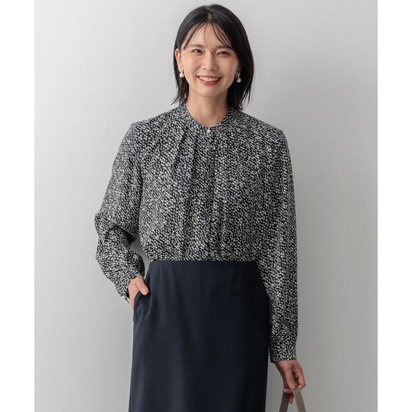 ブラウス シャツ 「吸水速乾/UVケア/防シワ性」シャドージオメトリック プリント ブラウス レディ...