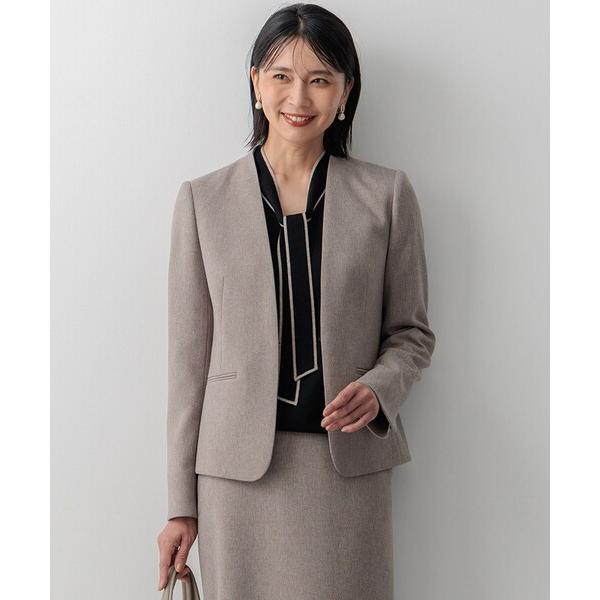 ジャケット ノーカラージャケット 「洗える」ウールライクカルゼ ノーカラージャケット レディース