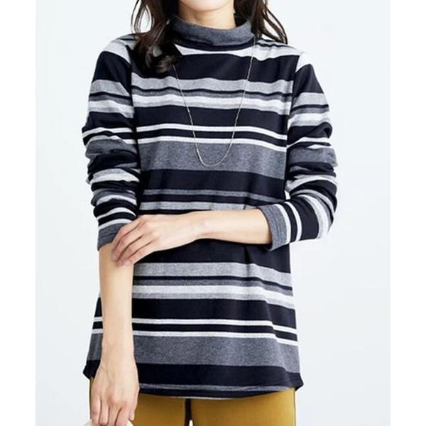 tシャツ ふわふわ裏ファーハイネックプルオーバー レディース