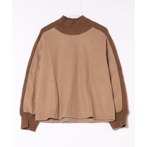 ニット セーター メルトン素材リブ切替プルオーバー レディース