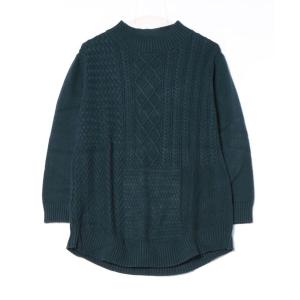 チュニック パッチワーク調ケーブルニットチュニックの商品画像
