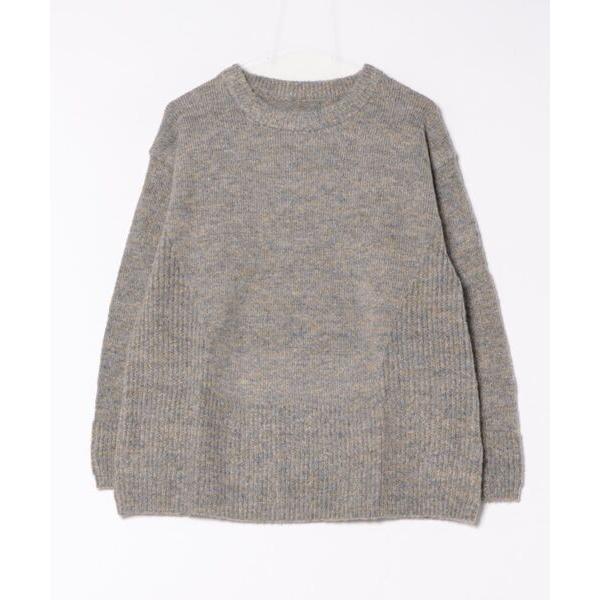 ニット セーター メランジ調編地切替ニットプルオーバー レディース