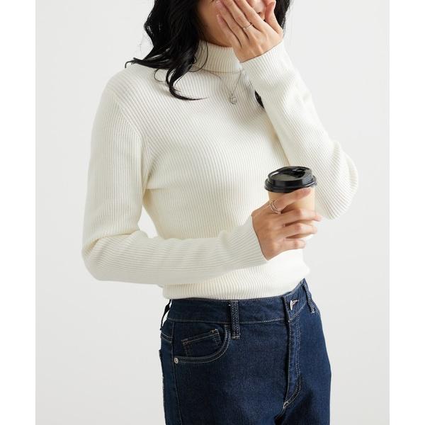 ニット セーター リブニットタートルプルオーバー レディース