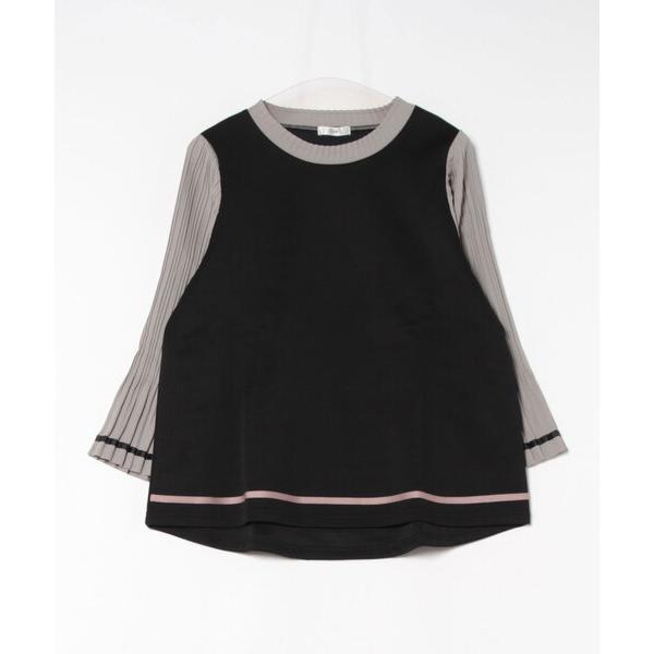 tシャツ 袖プリーツデザイン切替プルオーバー レディース