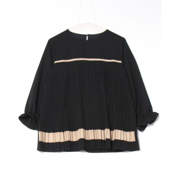 ブラウス シャツ 配色デザインプリーツ使いブラウス レディース