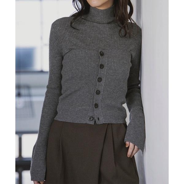 ニット セーター ビスチェ付 フレアカフスリブタートルニット レディース