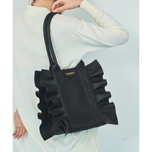 トートバッグ フリルレザーバッグ/500mlペットボトル収納可能 レディース