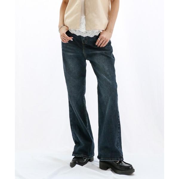 ジーンズ デニム デニムパンツ ローウエストフレアデニムパンツ レディース