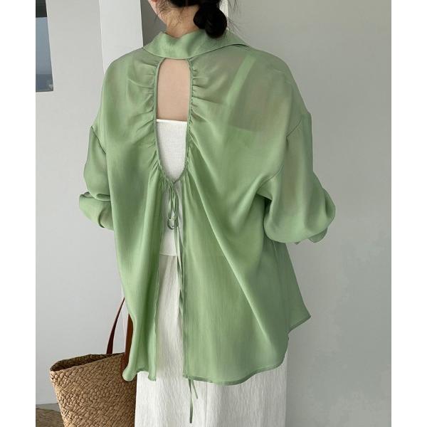 ブラウス シャツ バックストリングシアーシャツ レディース