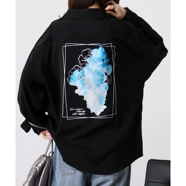 シャツ WS select 花柄デザインプリント　ストレッチルーズサイズシャツ メンズ レディース