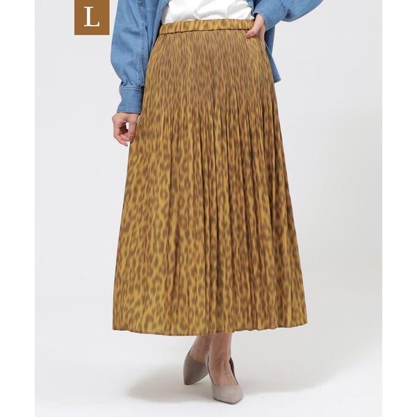 スカート 「L」「カタログ掲載品」「ウォッシャブル」パンサープリントプリーツスカート