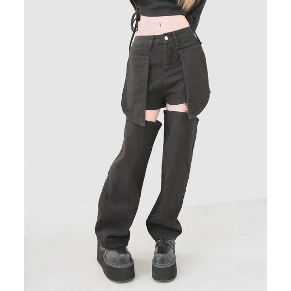 ジーンズ デニム デニムパンツ ショート＆ロング2wayルーズデニムワイドパンツ レディース