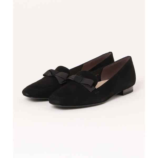 パンプス リボンモチーフスクエアトゥスリッポンシューズ