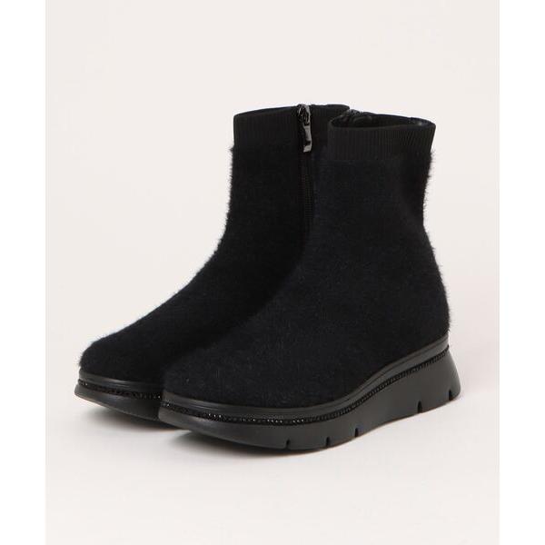 ブーツ ニットストレッチショートブーツ レディース