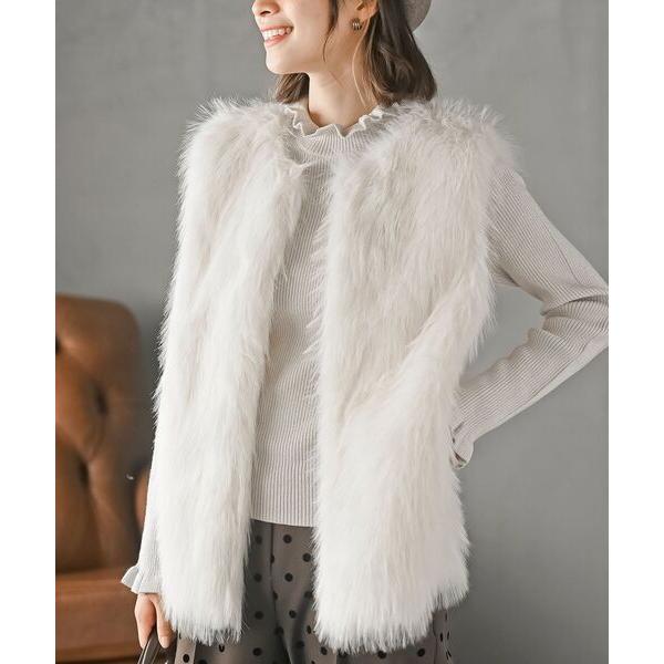 ベスト ジレ ロングフェイクファーベスト レディース