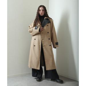 トレンチコート コート レザー切り替え配色トレンチコート メンズ レディース