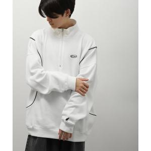 トレーナー スウェット 「別注」 ZIP FIVE × KANGOL パイピング バルーンシルエット ハーフジップ スウェット トレーナー / 長袖 メンズ レディース