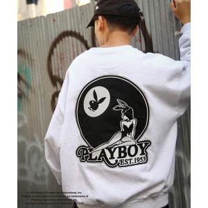 トレーナー スウェット 裏起毛 「PLAYBOY」 ラビットヘッドボール 裏起毛 長袖 スウェット トレーナー メンズ レディース