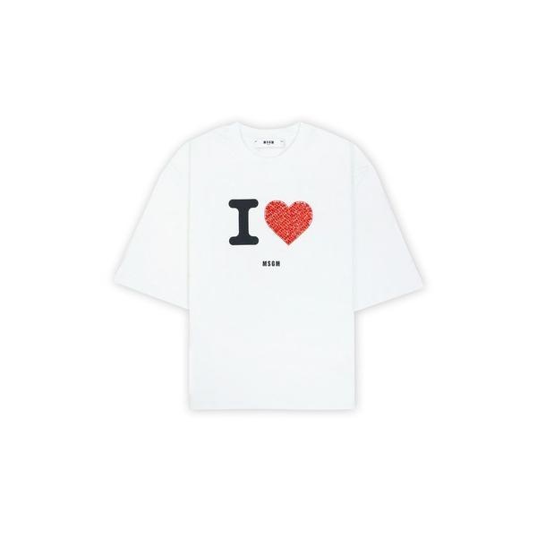 tシャツ ”I LOVE MSGM” ビジュー Tシャツ キッズ 子供服 女の子