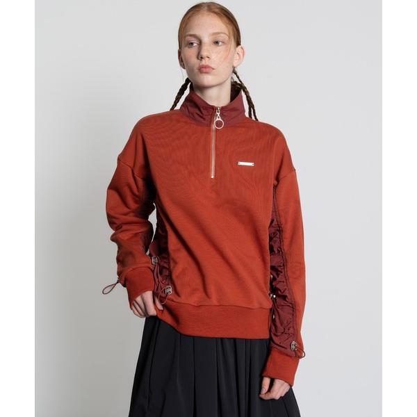 ブルゾン アウター 「ELOOPS」ギャザースリーブ　ハーフジップアップトップス レディース メンズ