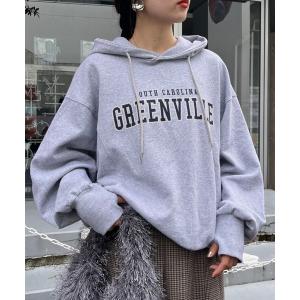 パーカー アソートロゴオーバーサイズパーカー レディース