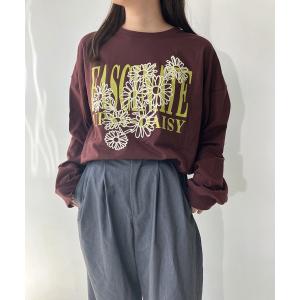 tシャツ フラワー刺繍重ねロゴロンT レディース メンズ