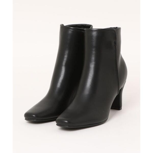 ブーツ スクエアトゥバックストレッチショートブーツ レディース