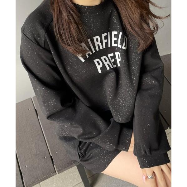 セットアップ ラメ素材 コンパクト丈スウェット＋ミニスカートセットアップ レディース