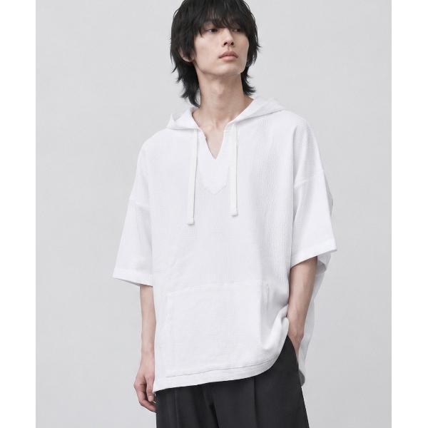 パーカー 「Bl」ワッフルキーネックパーカー 半端袖 メンズ レディース