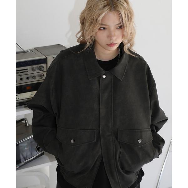 ブルゾン アウター Buyer&apos;s Select/ ヴィンテージ加工 PU合皮  A-2ショートブル...