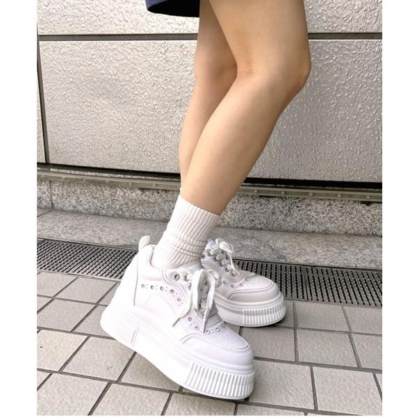 スニーカー 「R＆E」ビジューデコレイト厚底スニーカー レディース