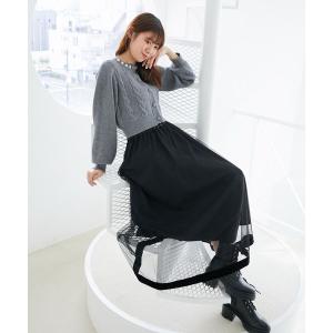 スカート 裾ベロアチュールスカートの商品画像